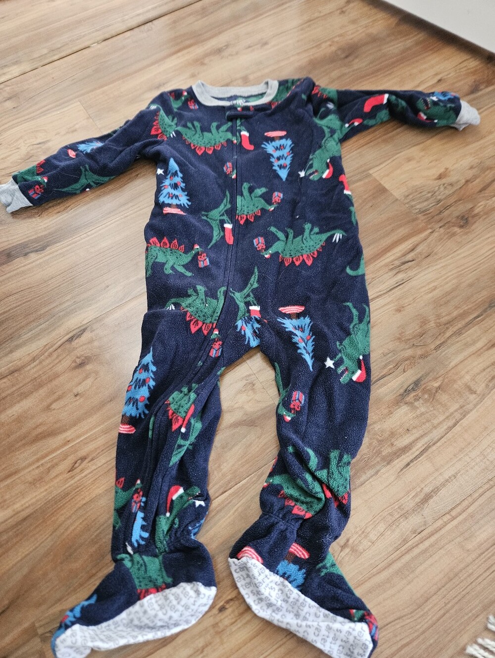 Carter's Navy Footed One-Piece with Green Dinosaurs and Red Accents 2t